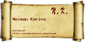 Neiman Karina névjegykártya